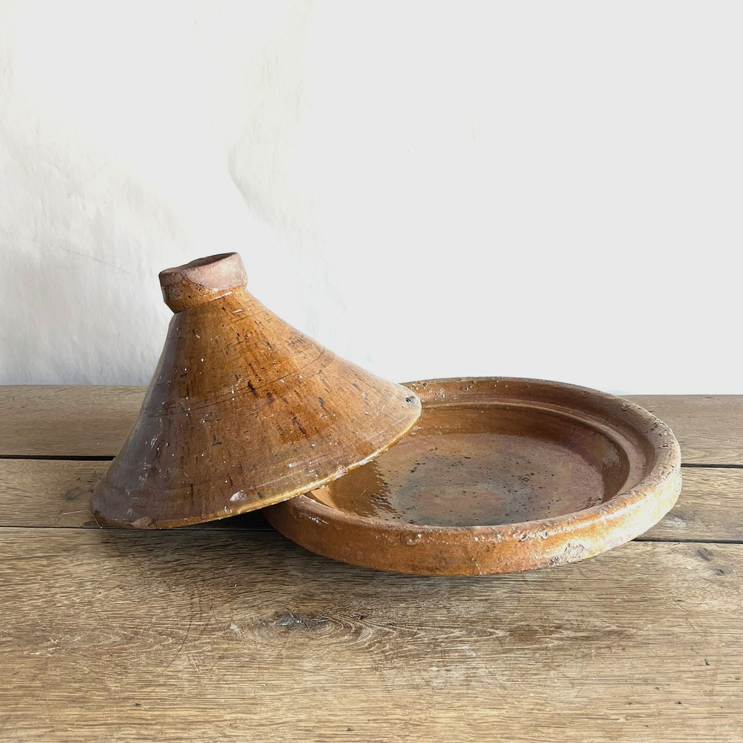 Antique French Terracotta Tandoori-Style Bowl with Lid – Rustic Farmhouse Kitchen Décor #02