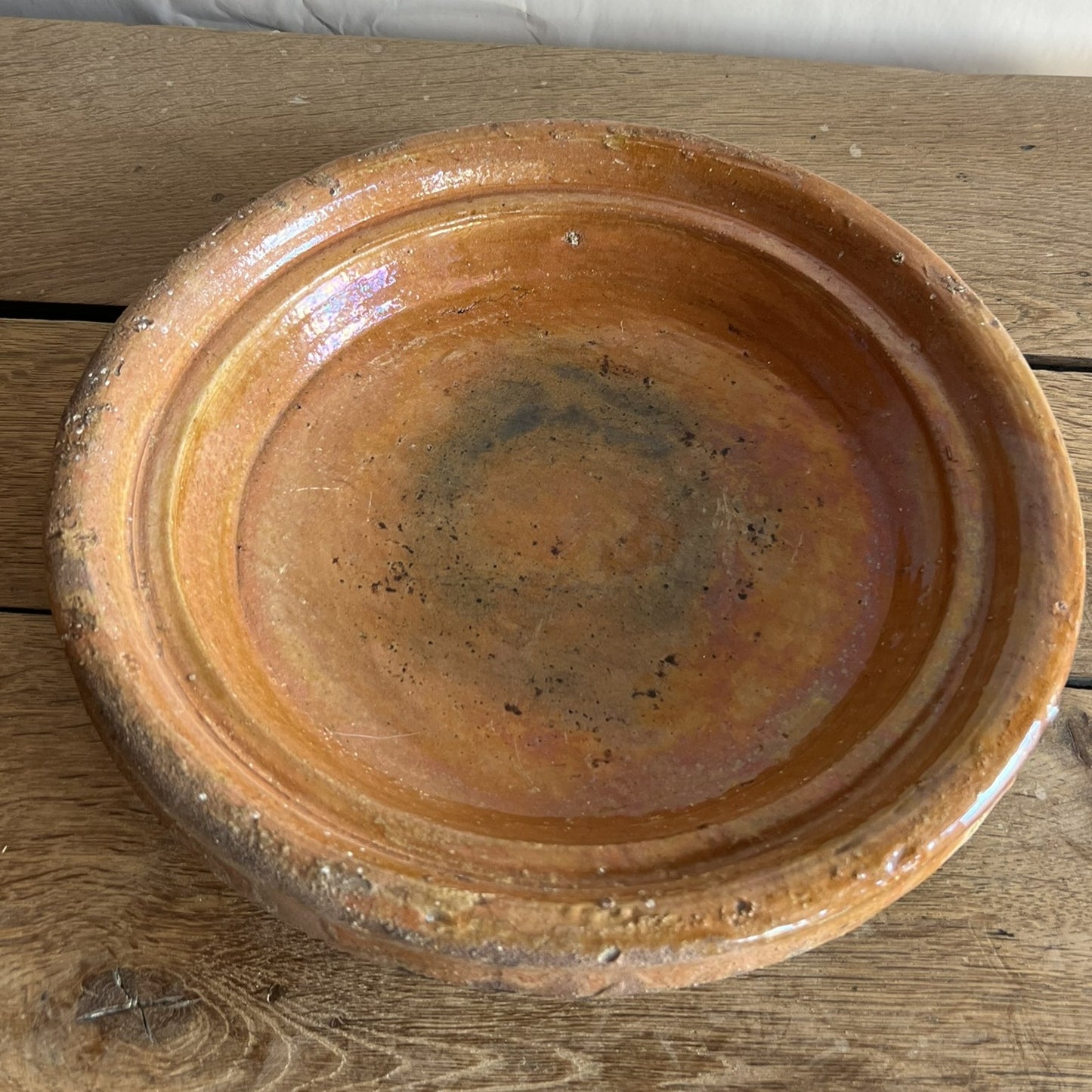 Antique French Terracotta Tandoori-Style Bowl with Lid – Rustic Farmhouse Kitchen Décor #02