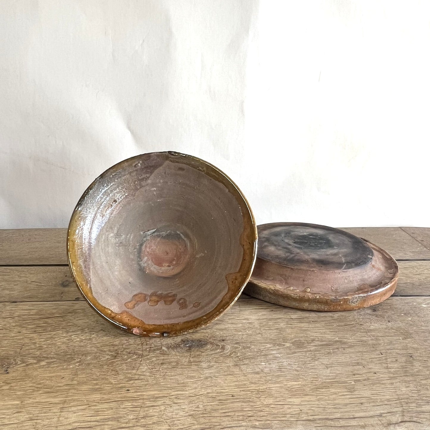 Antique French Terracotta Tandoori-Style Bowl with Lid – Rustic Farmhouse Kitchen Décor #02