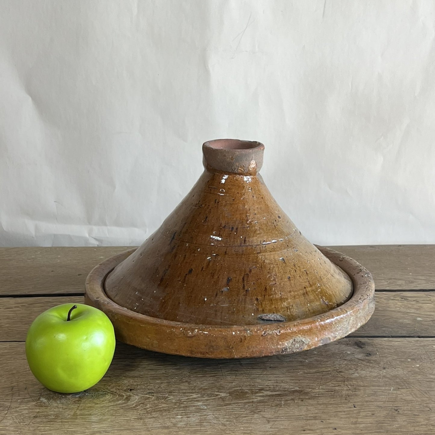 Antique French Terracotta Tandoori-Style Bowl with Lid – Rustic Farmhouse Kitchen Décor #02