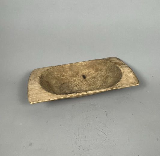 Vintage Hungarian Rustic Dough Bowl – Hand Carved Wooden Trough #5804