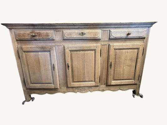 Antique French Bleached Oak Buffet Sideboard