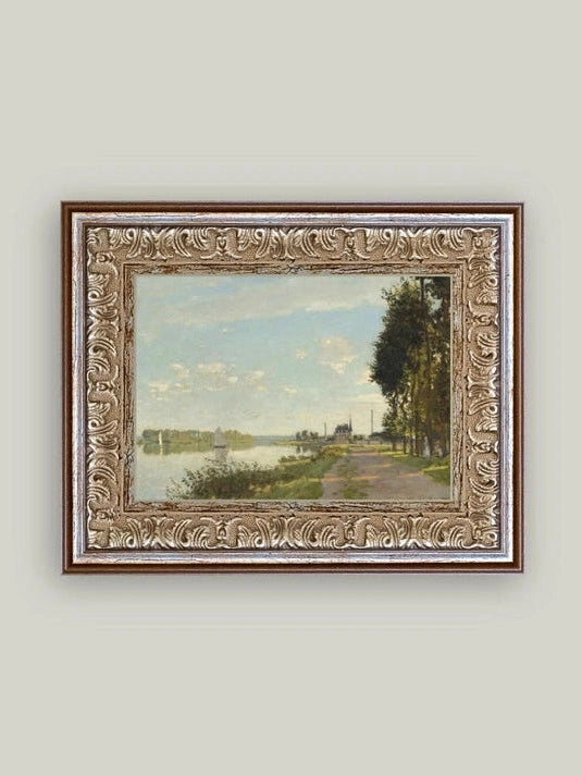 Riverside Walk Framed Antique Styled Art