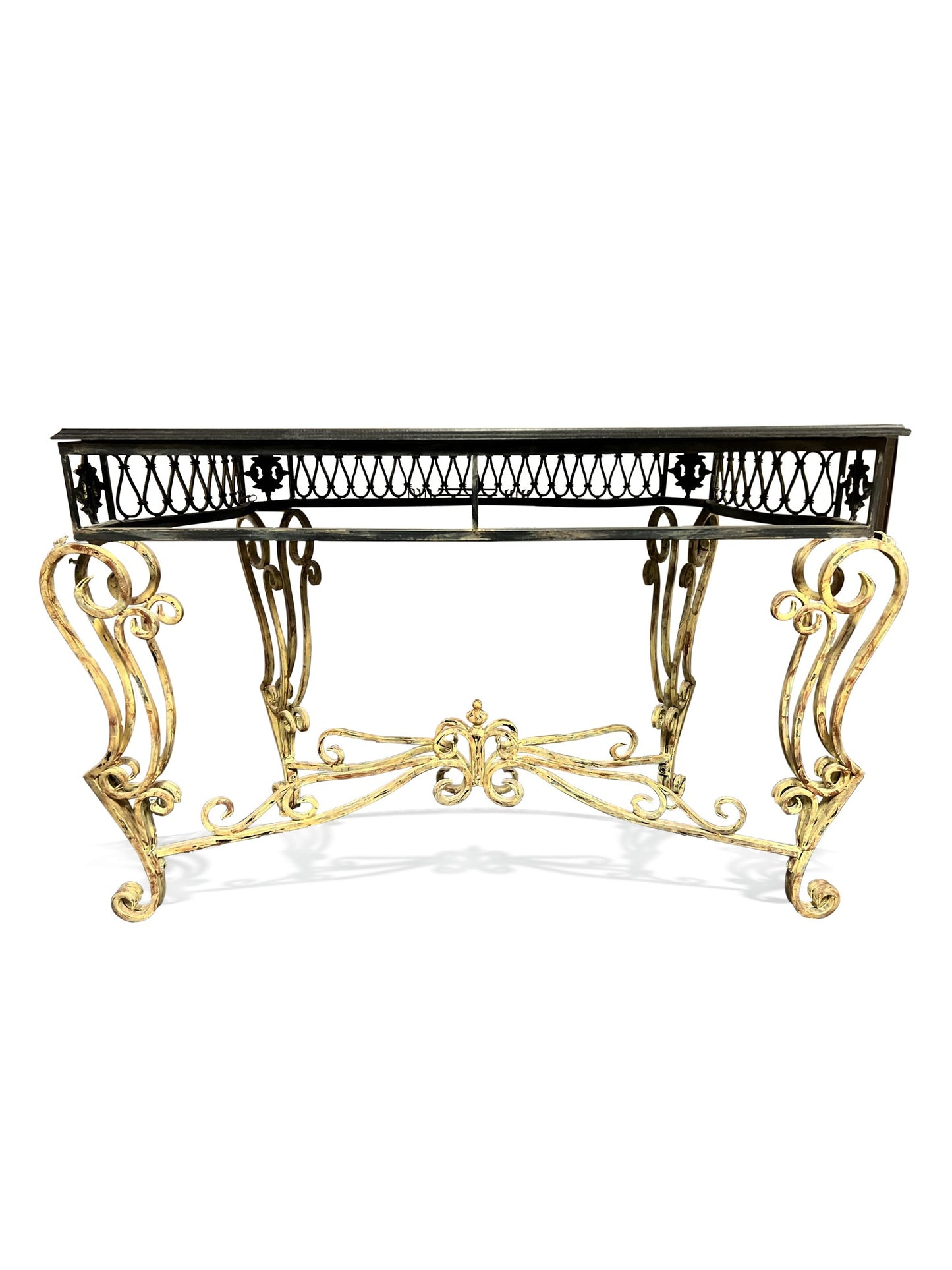 Vintage Marble Top Louis XV Style Sofa Table