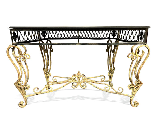 Vintage Marble Top Louis XV Style Sofa Table