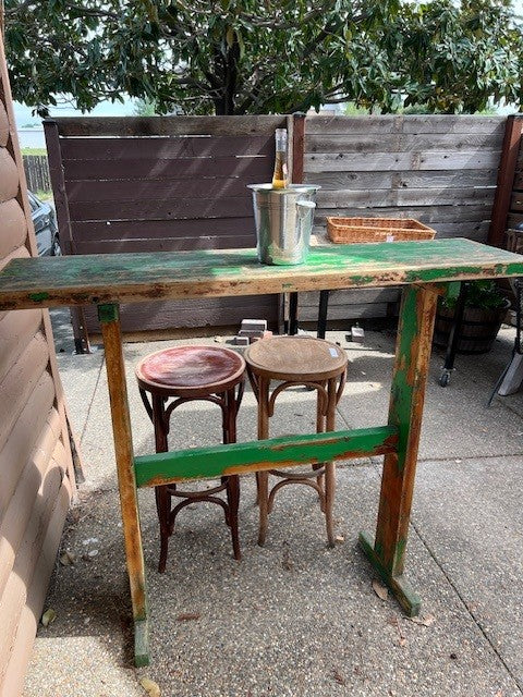 Vintage Green Painted German Pine Bar