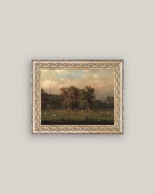 Sheep Farm Framed Antique Styled Art 10x8