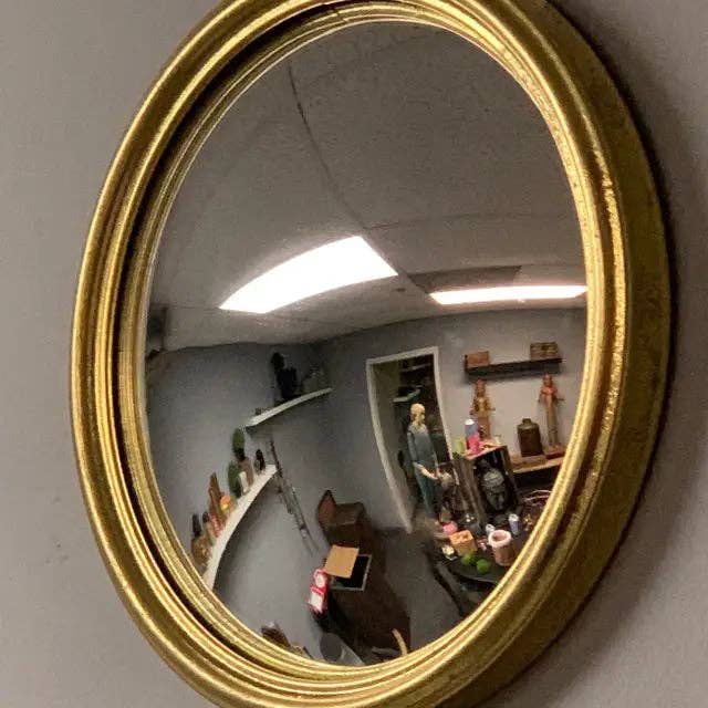 Vintage-Inspired Gilt Bull Convex Mirror