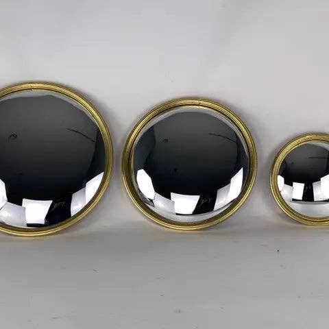 Vintage-Inspired Gilt Bull Convex Mirror