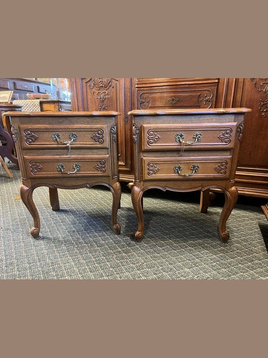 RESERVED Pair Vintage Belgian Oak Nightstands