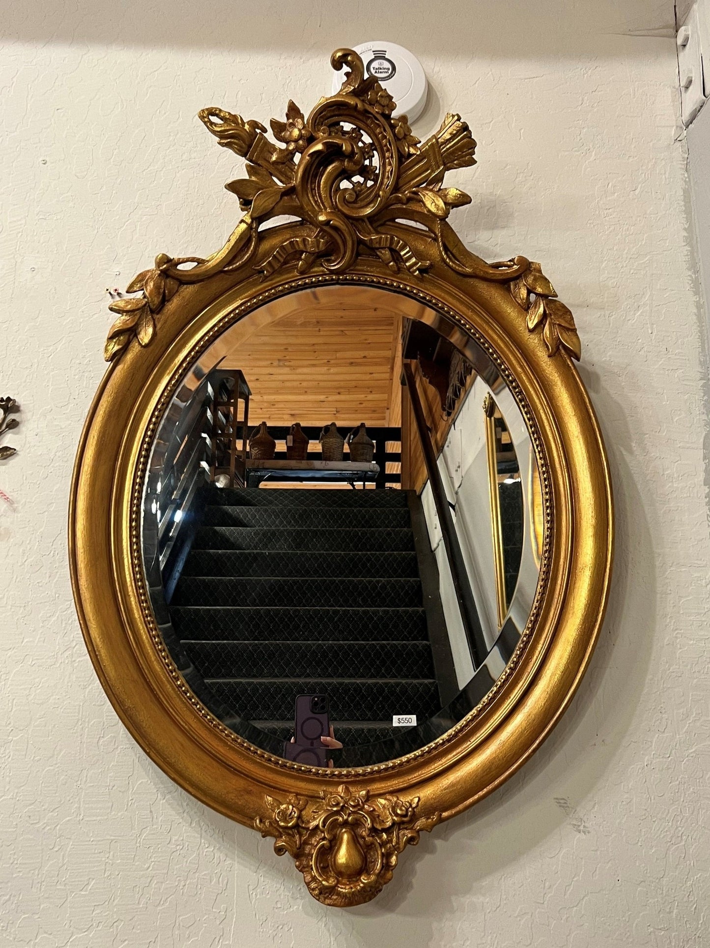 Vintage European Oval Beveled Wall Mirror – Antique Gold Oval Mirror