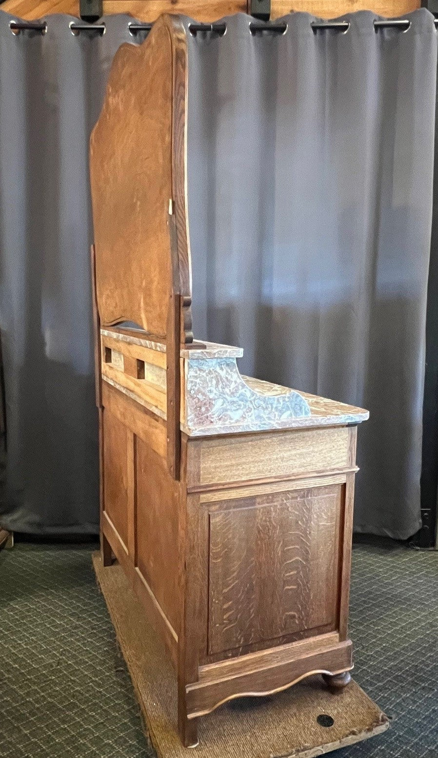 Antique French Oak Dresser with Beveled Mirror