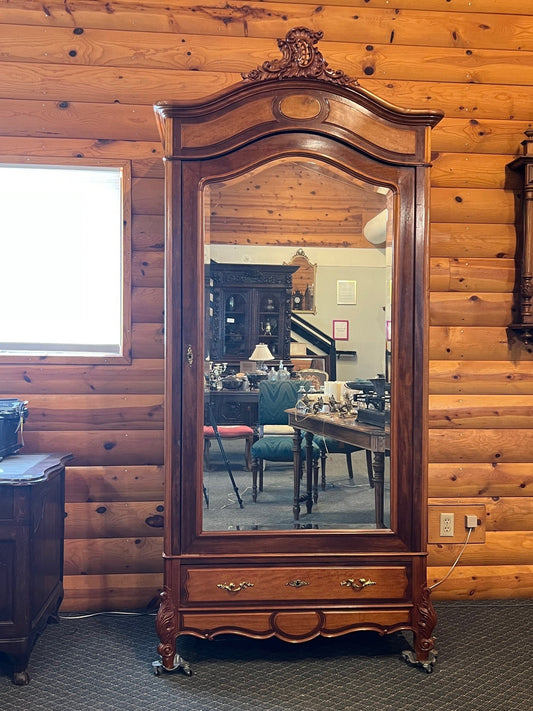 French Walnut Single Door Louis XV styled Wardrobe