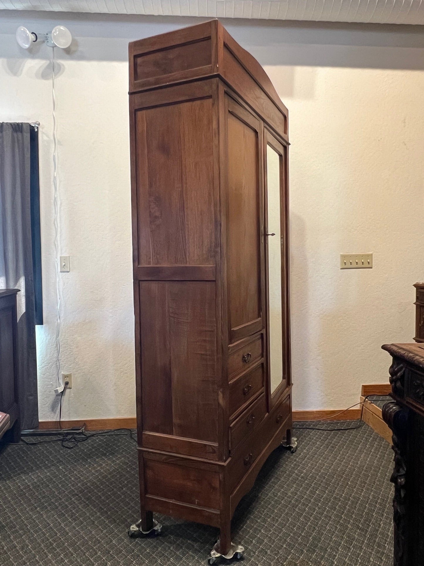 French Oak Art Nouveau Style Armoire