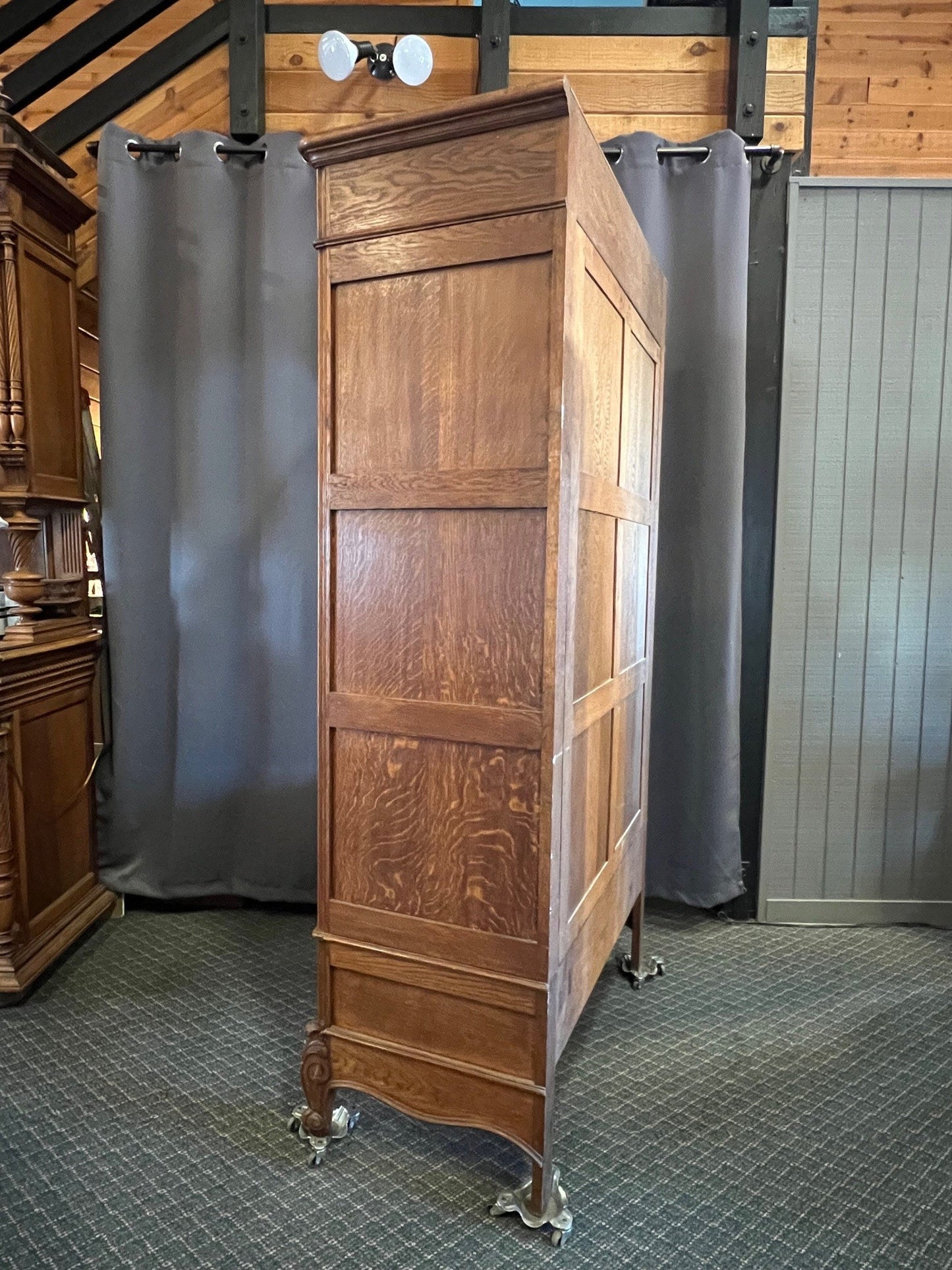 Vintage Belgian Oak Single Door Armoire with Mirror, Early 20th Century