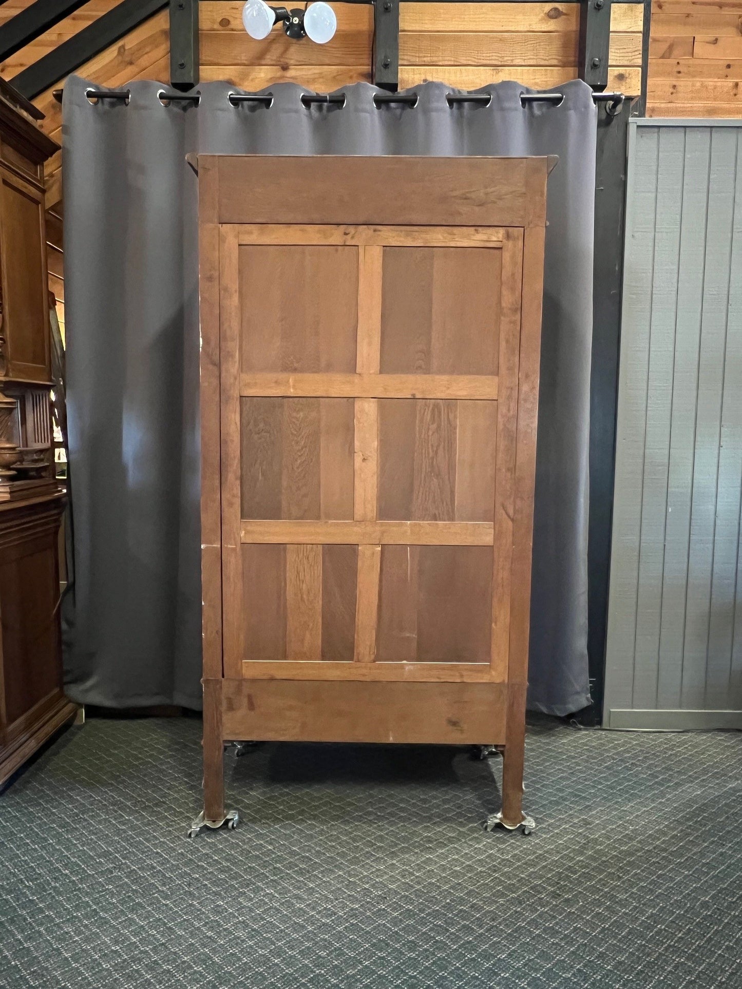 Vintage Belgian Oak Single Door Armoire with Mirror, Early 20th Century