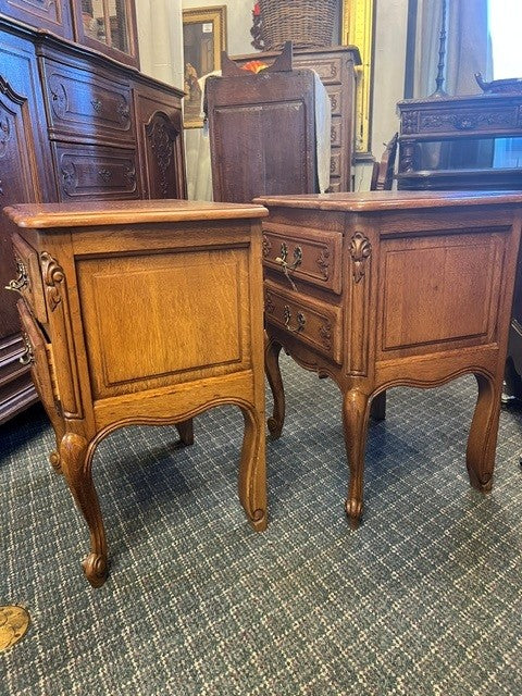 RESERVED Pair Vintage Belgian Oak Nightstands