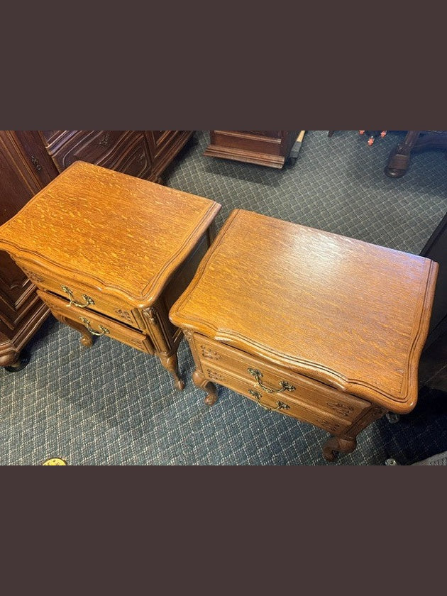 RESERVED Pair Vintage Belgian Oak Nightstands