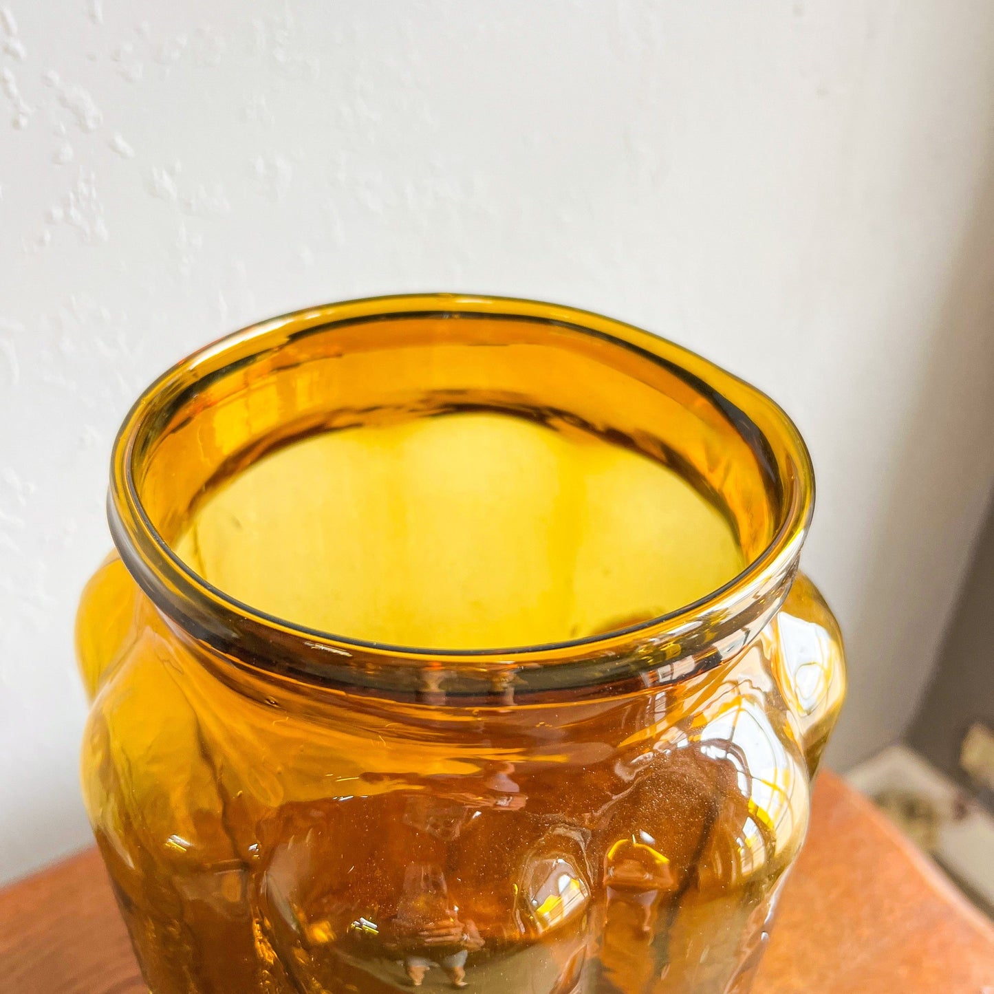 Amber Hungarian Hand-Blown Glass Pickle Jar