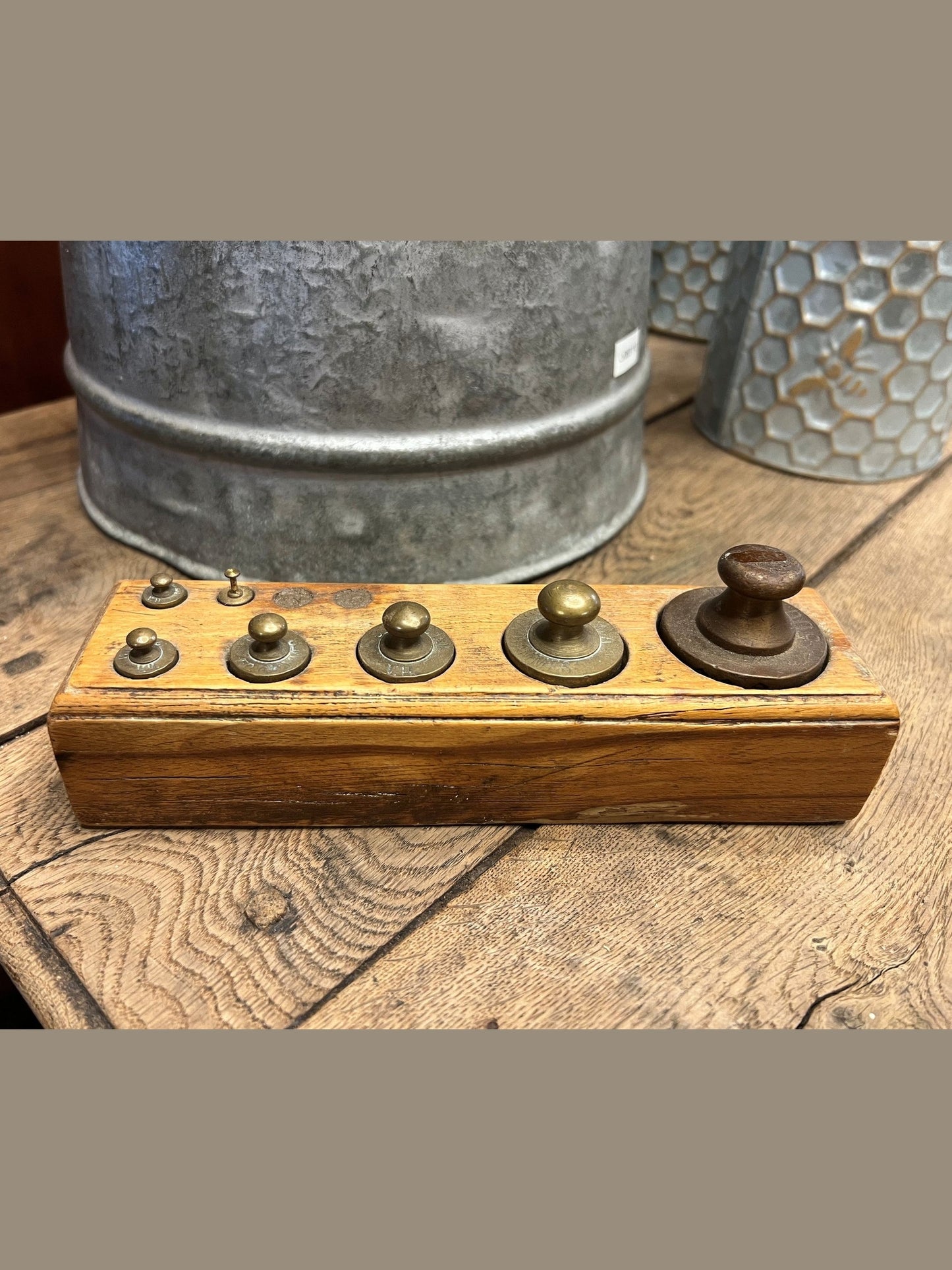 Antique European Market Scale Weight Set #489-02