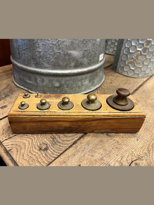 Antique European Market Scale Weight Set #489-02